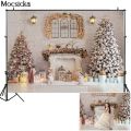 Christmas Photography Backdrop Fireplace Xmas Tree Family Portrait Photoshoot Baby Photo Background Studio Festival Decor Banner.