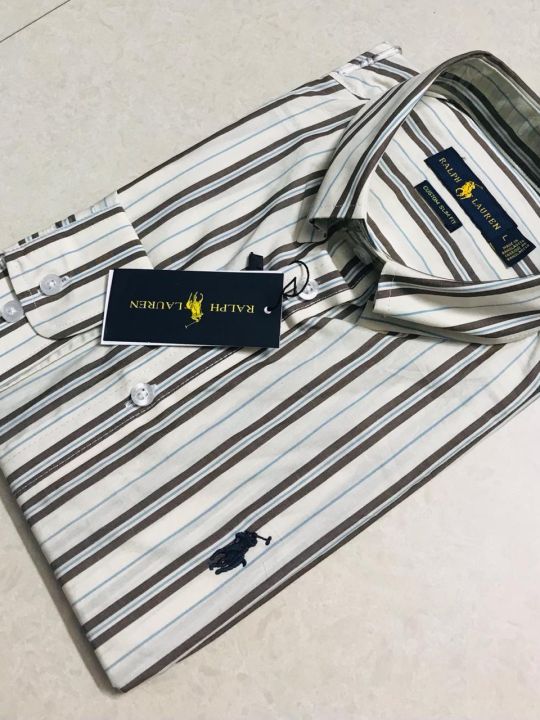 Man's%20cotton%20shirt%20full%20sleeve%20Ralph%20Lauren%20Slim%20Fit%20Striped%20Shirt-%20Beige%20Striped%20-%20Image%202