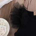 (NEW)Rompers Infant Baby Girls Clothes My Little Black Dress Bow Lace Short Sleeve Cute Cotton Rompers Outfits Baby Girl Clothing.