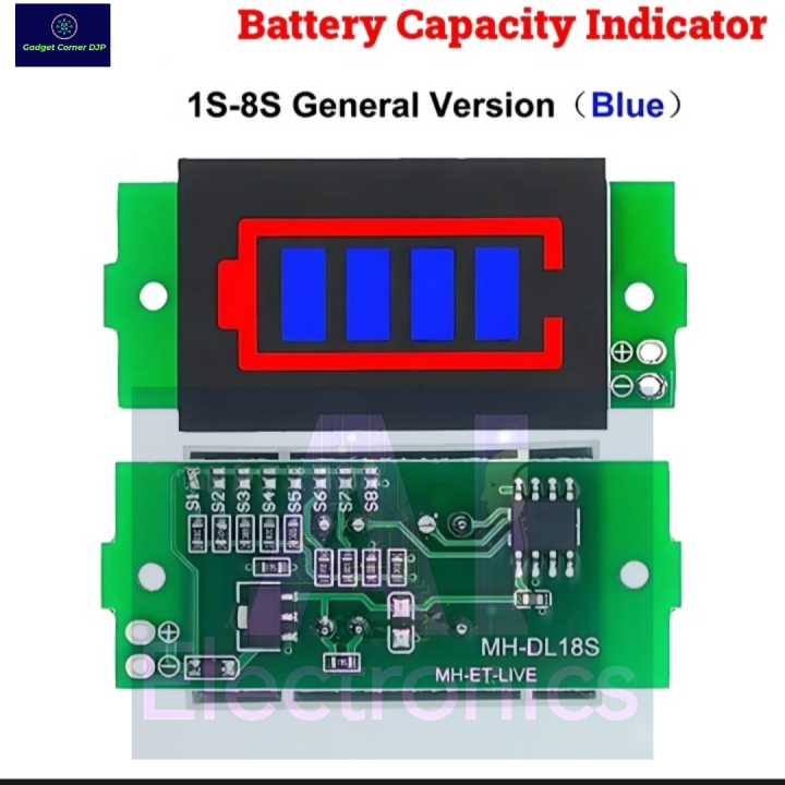 1S 4S 8S Single 3.7V Lithium Battery Capacity Indicator Module 4.2V Blue Display Electric Vehicle Battery Power Tester Li-ion