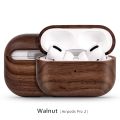 Wooden Case Cover for  AirPods Pro 2 Generation with Leather Lanyard & Box, Hand Polished & Handcrafted -(Walnut-Air Pods Pro 2). 