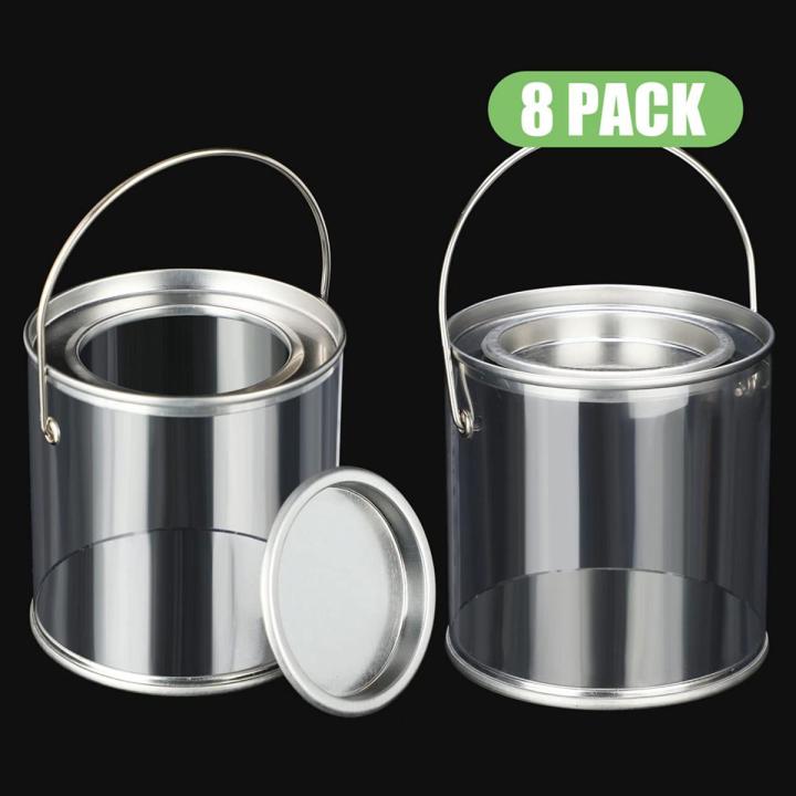 Paint Bucket Clear Bucket with Metal Lids and Handle 8 Pack