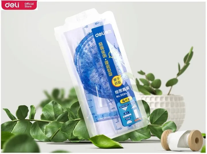 Deli%209594%20Students%20Ruler%20Sets%20Included%2015cm%20Ruler%20+%2045-Degree%20Triangle%20Ruler%20+%2060-Degree%20Triangle%20Ruler%20+%20Protractor%20-%20Image%202