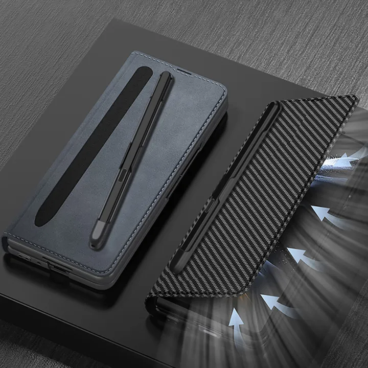 MOBICASE%20For%20Samsung%20Galaxy%20Z%20Fold%203%20Fold%204%20Fold%205%205G%20Back%20Cover%20Leather%20Pen%20Holder%20Armor%20Case%20Back%20Protection%20Hard%20Cover%20Leather%20Cover%20Case%20-%20Image%205