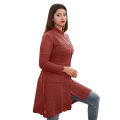 Maroon Jacquard Fashion Design Front-Open Sweater for Women. 