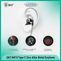 QKZ DM10 Type C Zinc Alloy Metal Earphone - Black. 