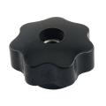 M10 10mm Dia Thread Black Plastic Star Head Clamping Knob Grip. 