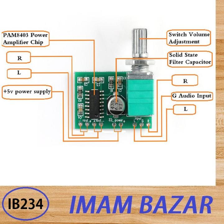 PAM8403 5V Power Audio Amplifier Board with Volume 2 Channel 2 x 3W Volume Control Module