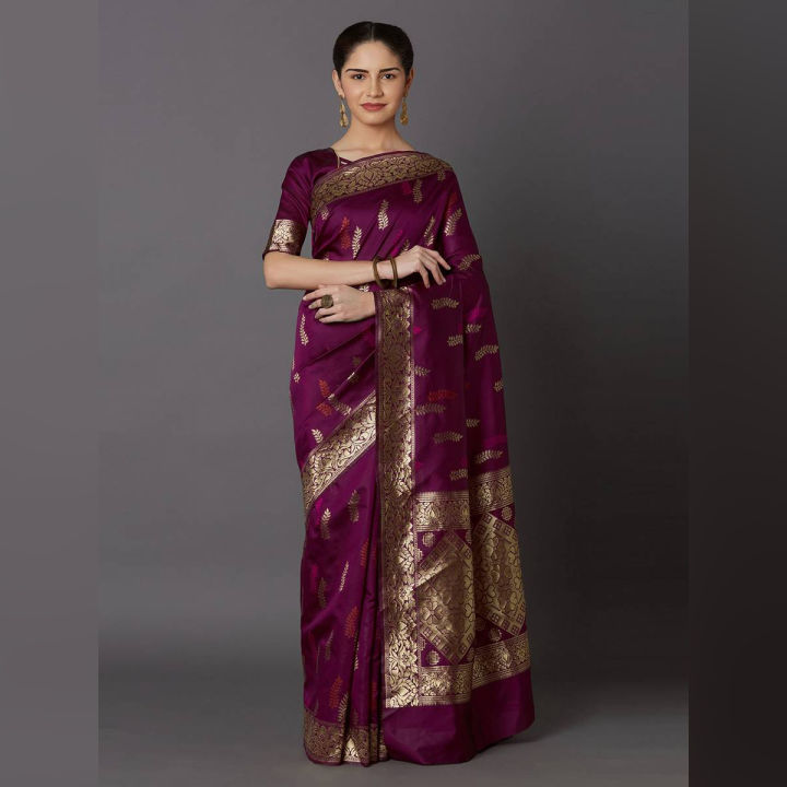 Glamour & Glorious Marvelous Gorgeous New Design High Quality Printed Silk Saree With Gorgeous Blouse Piece for Woman-19