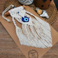 Macrame Wall Hanging Handmade Lucky Eye Blue Turkish Evil Eye Pendant Nazar Decoration for Home Living Room Wall Home Decor Gift. 