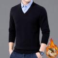 Shirt Collar Sweater Spring and Autumn Men's Business Casual Knitwear Pure Color All-Matching Dad Wear Cotton Knitwear Men's Clothing. 