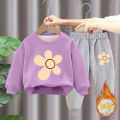 Girls Sweatshirt Set 2023 New Fleece Winter Style Girls Foreign Tops Children's Clothes Baby Pants Autumn and Winter. 