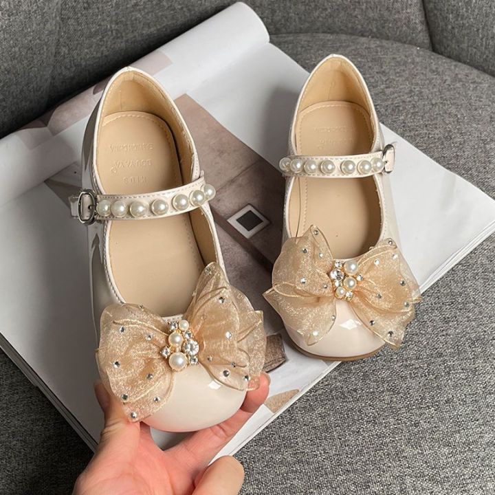 Girls princess shoes spring autumn 2023 new children's soft soled red leather shoes baby girl shoes bow single shoes