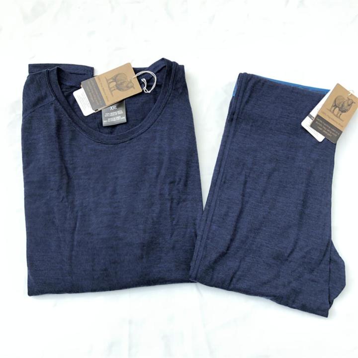 100% Merino Wool Set Men Merino Wool Base Layer 150G Lightweight Thermal Underwear Set Men Long Sleeve Top +Bottom