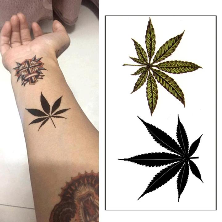 Waterproof Temporary Tattoo Sticker black Clover Maple leaf tattoo flash tatoo Water Transfer tatto for Woman Man