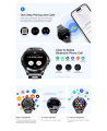 Kieslect Actor Leading Smart Watch - Black – 1.6" LTPO AMOLED Always-on Display, Ceramic Bezel, Bluetooth Calling, 5ATM Waterproof, 150+ Sports Modes, 15-Day Battery.