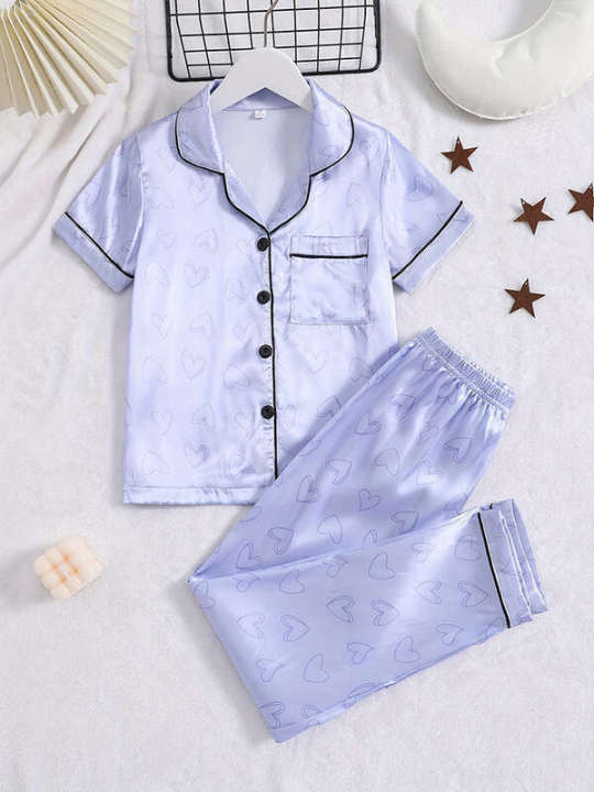 Girls'%20summer%20sleepwear%20thin%20design%20children's%20baby%20strawberry%20color%20Ding%20ice%20silk%20cool%20and%20cute%20home%20clothes%20two%20piece%20set%20-%20Image%207