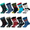 New fashion trend socks, daily necessities, red pocket watch, stamps, drinks, cartoon, happy socks for men and women. 