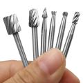 6Pcs 1/8 Inch Shank HSS Wood Working Rotary Bits Set Routing Router Burrs Fits Rotary Tools. 
