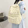 Korean Student School Backpack Floral White School Bags For Teenage Girls Cute Women's Backpack Brand Book Pack Nylon Rucksack. 