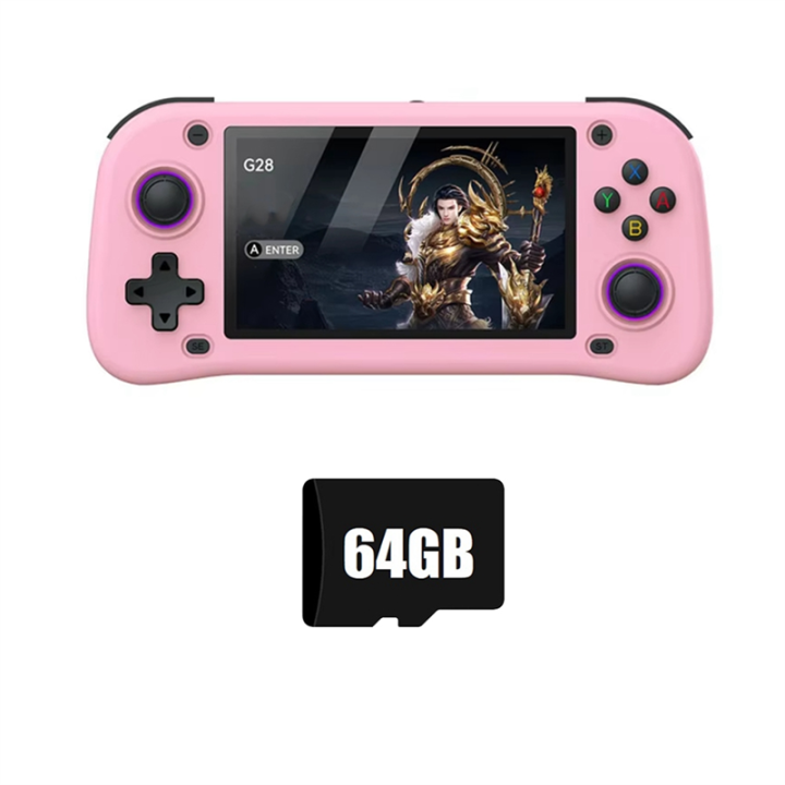 G28 Retro Handheld Video Game Console 64GB Memory 4.3 Inch HD Screen Display Linux Game Player for 20+ Emulators D