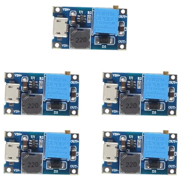 5Pcs%202A%20DC-DC%20MT3608%20Step%20Up%20Boost%20Module%20with%20Micro-USB,%20Step%20Up%20Boost%20Converter%20Power%20Supply%20Voltage%20Regulator%20-%20Image%202