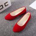 Spring Autumn Women Shoes Flock Flats Comfortable Flat Shoes Women Flats Loafers Shallow Slip on Shoes Red Black Plus Size 41.