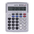 Musical Desktop Calculator 12-Digits LCD Display with 3.5mm Audio Jack Adjustable Volume Cable Electronic Calculator Counter with Music Piano Play Time Date Show Alarm Clock Function for Office Business Classroom Home. 