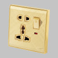 MEP Golden Series Combo- 4 Gang Switch 16A-250V, 5 HOLE UNIVERSAL SOCKET WITH SWITCH, Fan Regulator with Switch 500W, 16A-250V. 