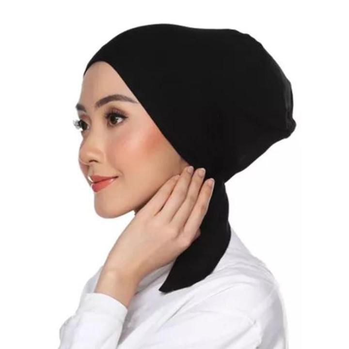 Synthetic Hijab Cap for Women - Black