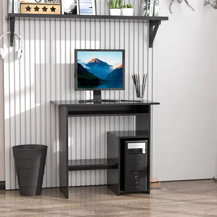 RoyalDecor%20Compact%20Small%20Computer%20Table%20Wooden%20Desk%20Keyboard%20Tray%20Storage%20Shelf%20Modern%20Corner%20Table%20Home%20Office%20Black%20-%20Image%202