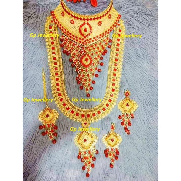 মহিলাদের জন্য রঙিন জেরান্টি গোল্ড প্লেটেড গহনা নেকলেস সেট