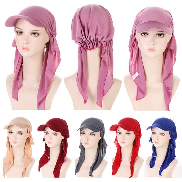 New%20Women%20Soft%20Turban%20Hat%20Solid%20Color%20Outdoor%20Brim%20Sunshade%20Hats%20Female%20Fashion%20Sun%20Hats%20Square%20Scarf%20Cap%20Headscarf%20Baseball%20Cap%20-%20Image%206