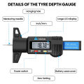 【AUDEW】0-25.4mm LCD Digital Tyre Tire Tread Depth Gauge Car Tire Measurer Tool Caliper Tyre Tread Depth Checker Vehicle Truck Bus. 