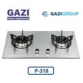 Gazi Smiss Stainless Steel Auto Ignition Blue Flame Double Burner Gas stove P-318 LPG. 