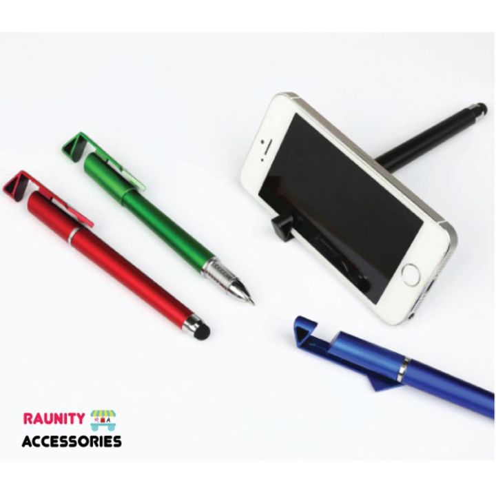 Universal 3 in 1 Capacitive Stylus Pen with Mobile Stand Holder, Writing Pen, Capacitive Pen for Mobile use, Compatible for Android Touch Screen