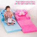 Toddler Chair Couch Lovely Cartoon Durable Flip Open Couch Sleeper Attract Attention Triple Folding for Kids for Reading. 