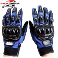 Pro bike full hand gloves with Screen tuch finger Pro-Bike Leather Motorcycle Full Gloves-Red & Blue.