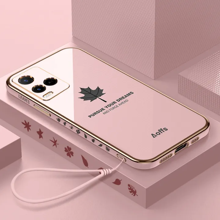 COROGI%20for%20Vivo%20Y21%20Back%20Cover%20with%20Lanyard%20Luxury%20Plating%20Maple%20Leaf%20Stylish%20Fancy%20Case%20Soft%20Silicone%20Square%20Mobile%20Phone%20Cases%20Pouch%20for%20Girls%20Boys%20-%20Image%202