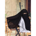 NIQAB MUSLIM HIJAB (CROWN) Best Quality 2 LAYERS ISLAMIC Face Cover For Women (22x32 Inch) - Hijab Collection. 