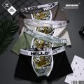 Men's 3D Tiger Head Print Fashion Pure Cotton Breathable Comfortable Boxers Briefs Low Waist To High Waist Trendy Underwear.