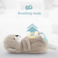 Breathing Cute Otter Soothes Plush Baby Sleep Doll Small Gift Doll Sleep Artifact breathing teddy bear otter with lights. 