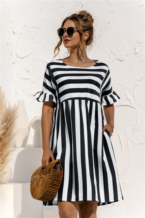 Women%20New%20Fashion%20Summer%20Beach%20Dress%20Maternity%20Clothes%20Loose%20Striped%20Ruffles%20Sleeves%20Dresses%20Pregnancy%20Party%20Mini%20Dress%20Sundress%20-%20Image%203