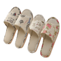 Women Casual Floral Indoor Home Slippers Flower Soft Slippers Spring Autumn Flip Flops Female Linen Slides Slippers.