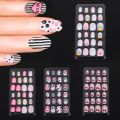 【The road to happiness Store】24PCS/Lot Candy False Nail Tips Press On Cartoon Full Cover Kid Glue Self Fake Nails Art for Girls.