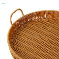 Woven Serving Tray Holder with Handles Kitchen Tray PP Material Rattan for Home Kitchen Bakery Household Decoration Brown Bread Storage Tray.