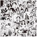 65Pcs/Sets One Piece Roronoa Zoro Luffy Black & White PVC Waterproof Stickers For Wall Guitar Luggage Laptop Note Book. 