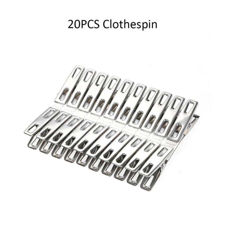 Stainless Steel Cloth Drying Clip-Silver 20 Pieces Set - Hanger