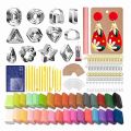 Polymer Clay Earring Making Kit Include 30Pcs Polymer Clay Earring Cutters Molds, 32Colors Clay, Tools, Rollers. 