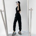 2023 Spring Summer Cargo Women's Pants Punk Black Female Joggers Streetwear Harem Ankle-Length Trousers with chain. 
